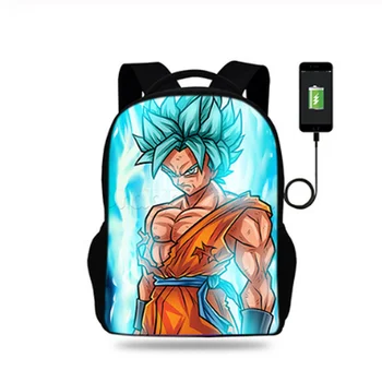 

17inch Dragon Ball Goku Print USB charge backpack Kids Children School Bag For teenager Boys&Girls Travel backpack Mochlia