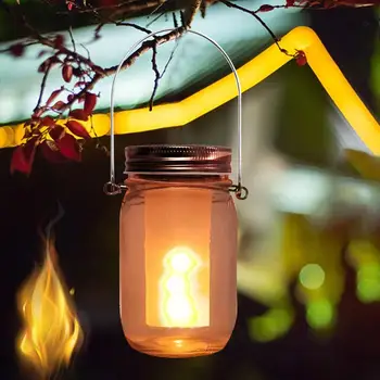 

Mason Jar Lid Solar Lights LED Solar Flame Light Flickering Outdoor Solar Lamp Garden Wedding Decoration Lamp Fire Warm Light