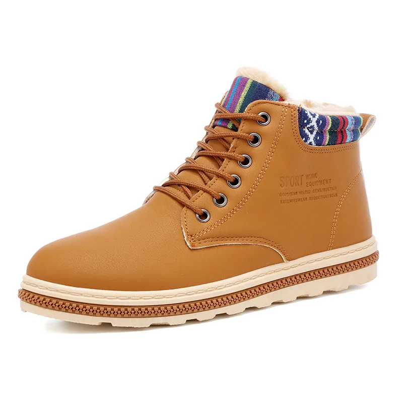 WDHKUN Winter snow boots classic men's boots comfortable plus velvet thick warm cotton shoes high help Martin boots size 39-44