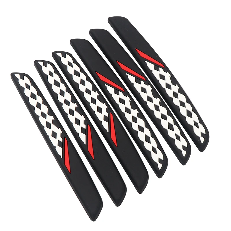 

6Pcs Car styling Racing flag Emblem Car Door Rearview mirror Anti-Collision Strip Scratch Protector cover Car Decoration sticker