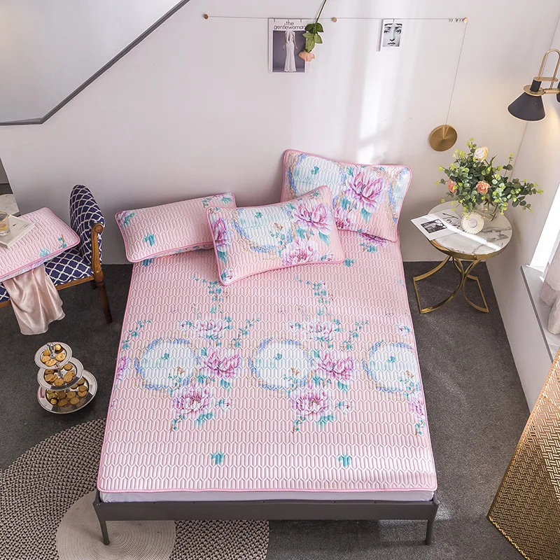 

2019 New Style Tencel Washing Latex Summer Sleeping Mat Three-piece Set Modal Thick Latex Soft Seat Kit