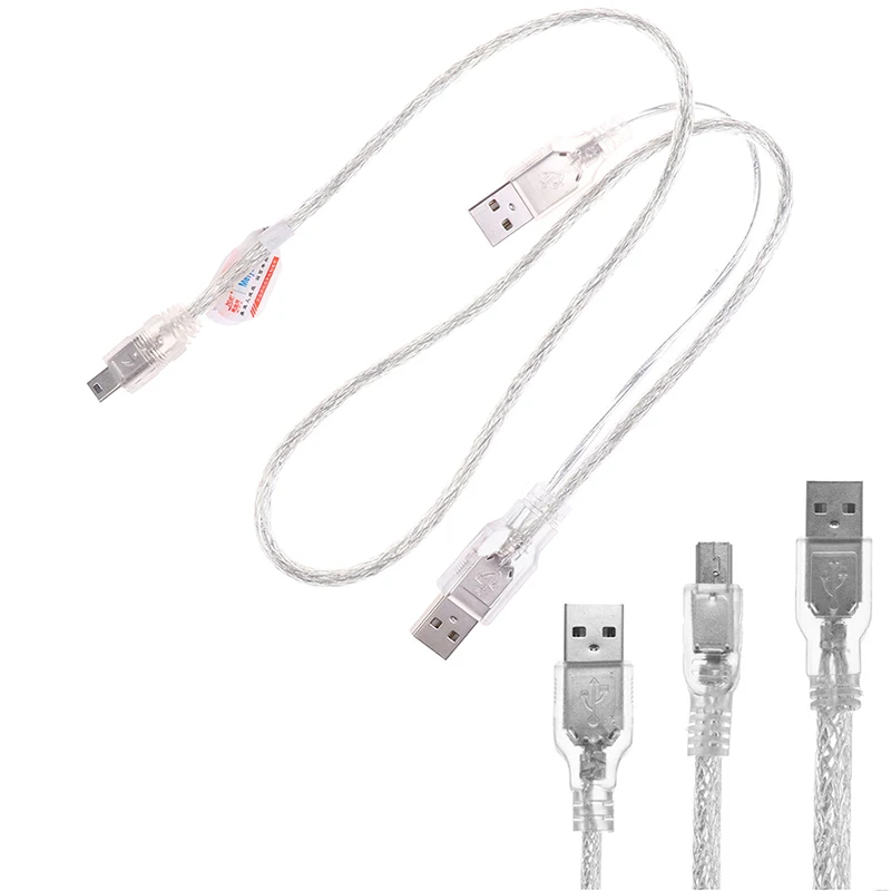 1 шт. двойной USB 2 0 A Male to Mini B 5 Pin Мужской кабель для передачи данных жесткого диска