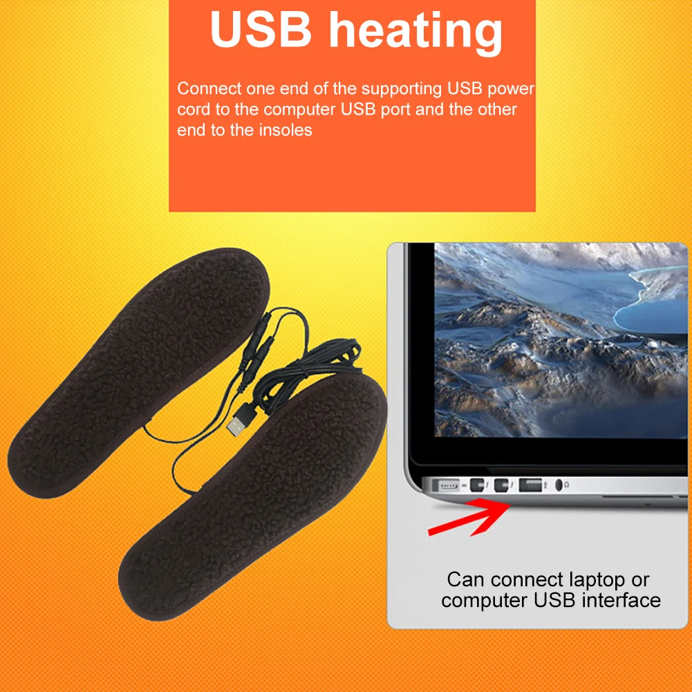 1 пара зимних теплых USB с электрическим подогревом ног согревающие мягкие войлочные колодки для обуви зимние уличные спортивные ноги стельки с подогревом унисекс