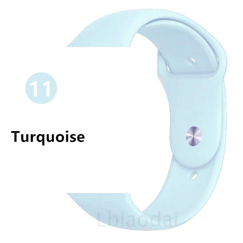 Turquoise Новинка, стильный ремешок для Apple Watch, ремешок 38 мм, 42 мм, умные силиконовые зеленые часы, горячая распродажа, спортивный ремень, браслет, ремешок для часов - Цвет: Turquoise