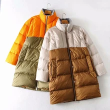 Толстая зимняя куртка, женский длинный теплый пуховик, Женская парка большого размера, пальто с хлопковой подкладкой, водолазка, уличная одежда