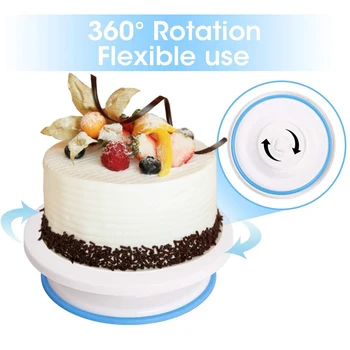 

7pcs Revolving Icing Spatula Stainless Steel Kitchen Cake Decorating Turntable Rotating Stand Easy Clean Home Cooking Banquets