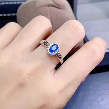 

925 Sterling Silver 100% Natural And Real Sapphire Gemstone Wedding Engagement Rings for Women Fine Jewelry Gift Wholesale