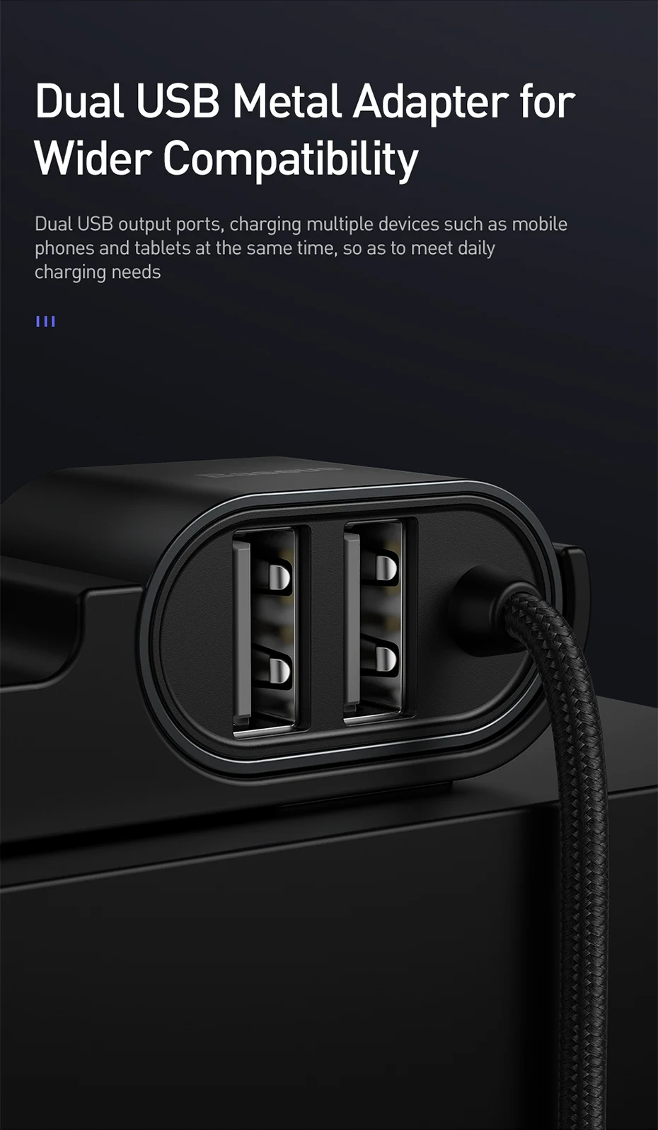 Usb-кабель Baseus с двойным зарядным устройством USB для iPhone Xs Max XR X 8 7 6s Plus, автомобильный usb-кабель для зарядки заднего сиденья, кабель для передачи данных