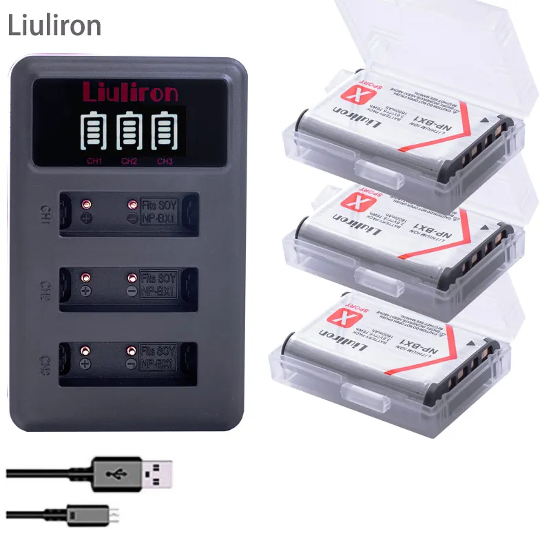 3x bateria NP BX1 NP-BX1 батареи npbx1+ 3 лота USB зарядное устройство для sony HDR-AS100v AS30 AS15 HX400 WX350 RX1 RX100 RX100iii M3 AS100V