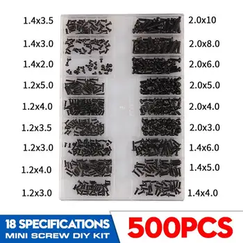 

500Pcs 18 Types Mini Screw DIY Kit Laptop Computer Mobile Phone Watch Assemble Repair Flat Head Phillips Screw Fastener Set