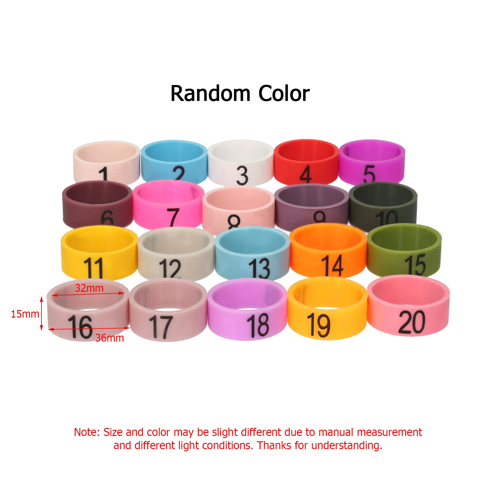 Microphone Colored ID Rings Number 1 to 20 Multicolor Soft Silicone Ring for Different Microphones Random Color 20 PCS microphone id rings
