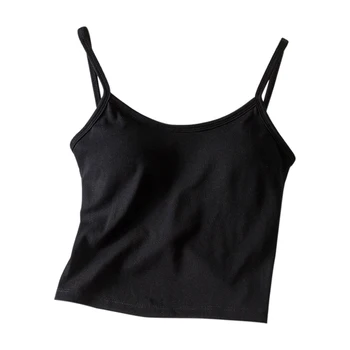 

U Neck Casual Sexy Backless Summer Women Tank Top Removable Padded Basic Twist Knot Spaghetti Strap Beachwear Sleeveless Fashion