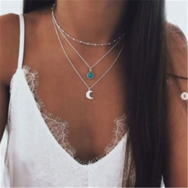 Fashion Statement Multilayer Necklace Multi-element Metal Rod Circles Geometric Round Chokers Necklaces Women Jewelry