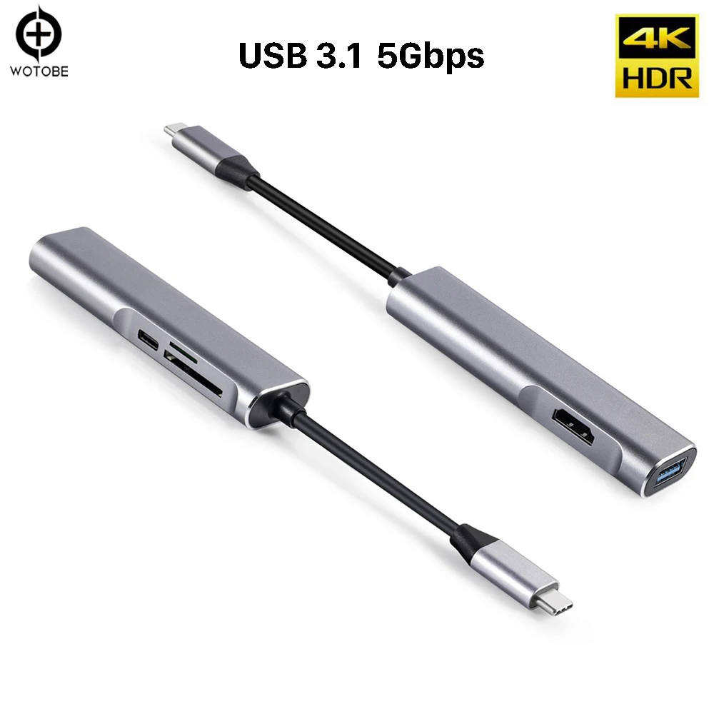 

New USB C Type-C Hub Extension Dock HDMI 4K SD/TF Card USB 3.1 5Gbps 5-in-1 Card Reader Multifunctional Converter