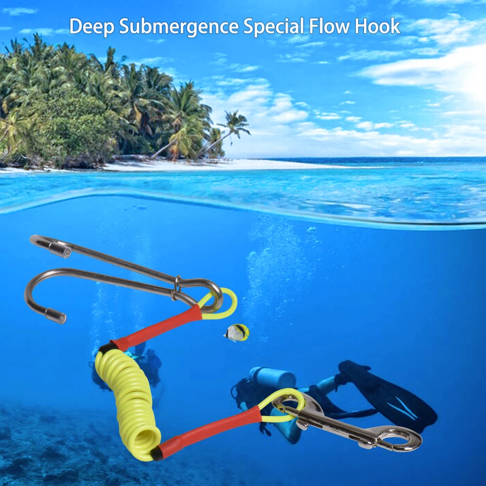 Diving Reef Hook Spiral Lanyard Drifting Hooks Safety Gear Quick Release Buckle