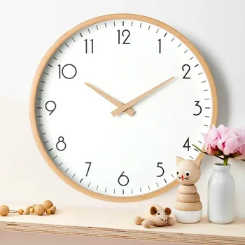 

Nordic Living Room Wall Clock Silent Wood Creative Minimalist Wall Clock Modern Design Japan Reloj De Pared Home Decor AD50WC