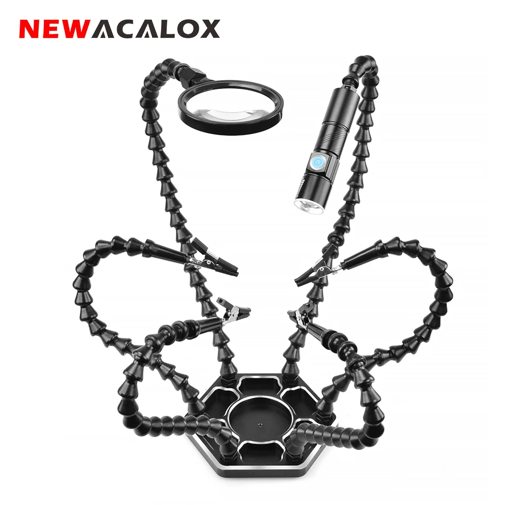 NEWACALOX инструмент для пайки печатной платы сторонней рукой с USB фонарик
