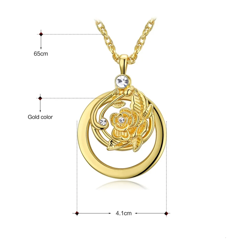 Waliicorners Women Trendy Crystal Flower Pendant Long Chain Necklace Parents Mother Rhodium Gold Color Collier Bijoux P-012 16 reading glass pendant 12