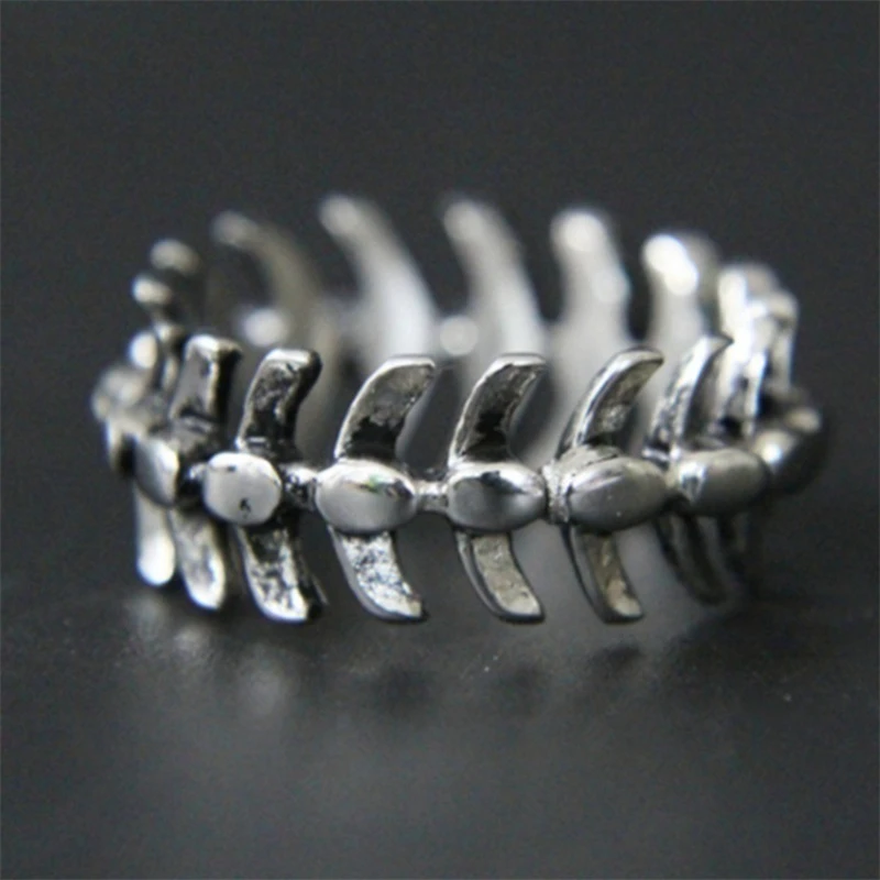 Fashion popular creative rock hip hop retro simple fish bone men and women universal ring birthday gift party jewelry wholesale - Image 5