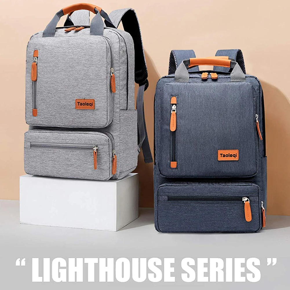 

Men Laptop Backpack Storage Zipper Closure Multi Pocket Anti Theft Multifunction Lightweight Travel Book Student Top Handle Soft