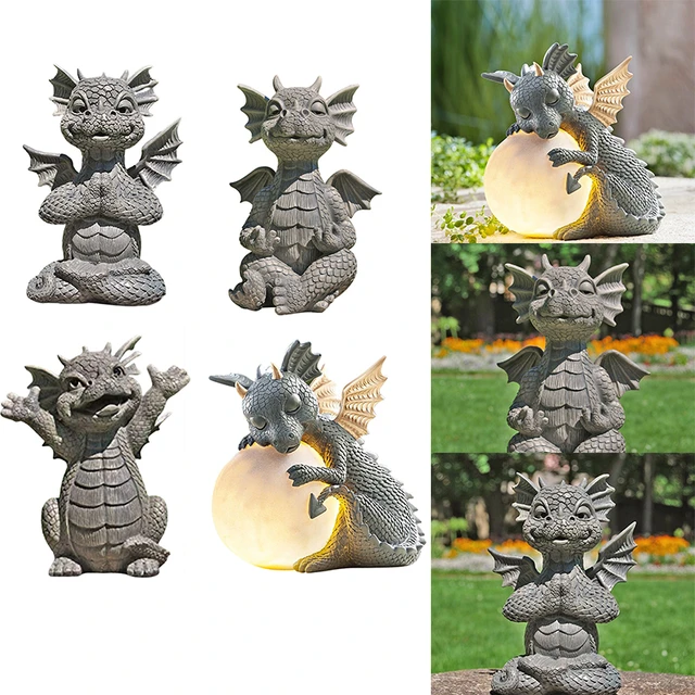 Sculpture de jardin de bébé Dragon, décoration en résine, Adorable