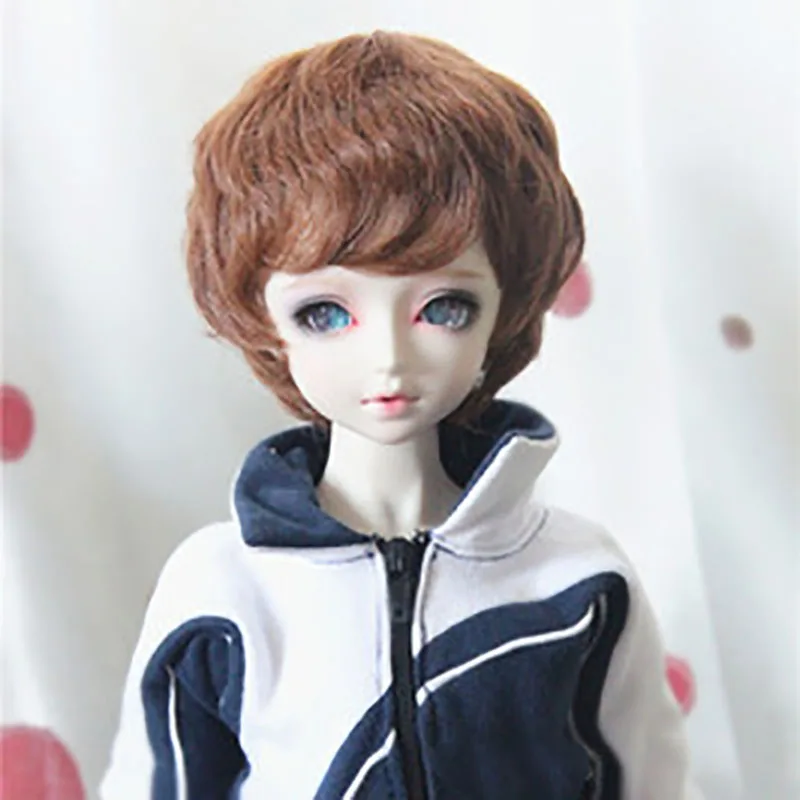 Bybrana Bjd парик куклы унисекс короткие вьющиеся волосы для 1/3 1/4 1/ 6 размеров, кукла дыма сером и коричневом цвете молока золотистый и черный