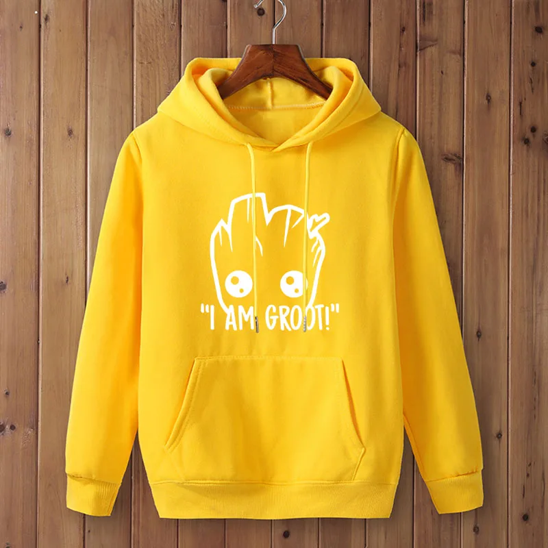 yellow-W Marvel "," I AM Groot "толстовки BTS теплая толстовка женская обувь на застежке молнии Для мужчин Новинки для женщин модная Толстовка в стиле хип-хоп Харадзюку уличная Повседневное Толстовка Для мужчин s пуловер - Цвет: yellow-W