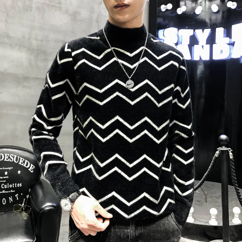 

Pullover 2020 Man Personality Joker Stripe Pullover Self-cultivation Sweater Jersey Navidad Hombre Jersey Hombre Invierno