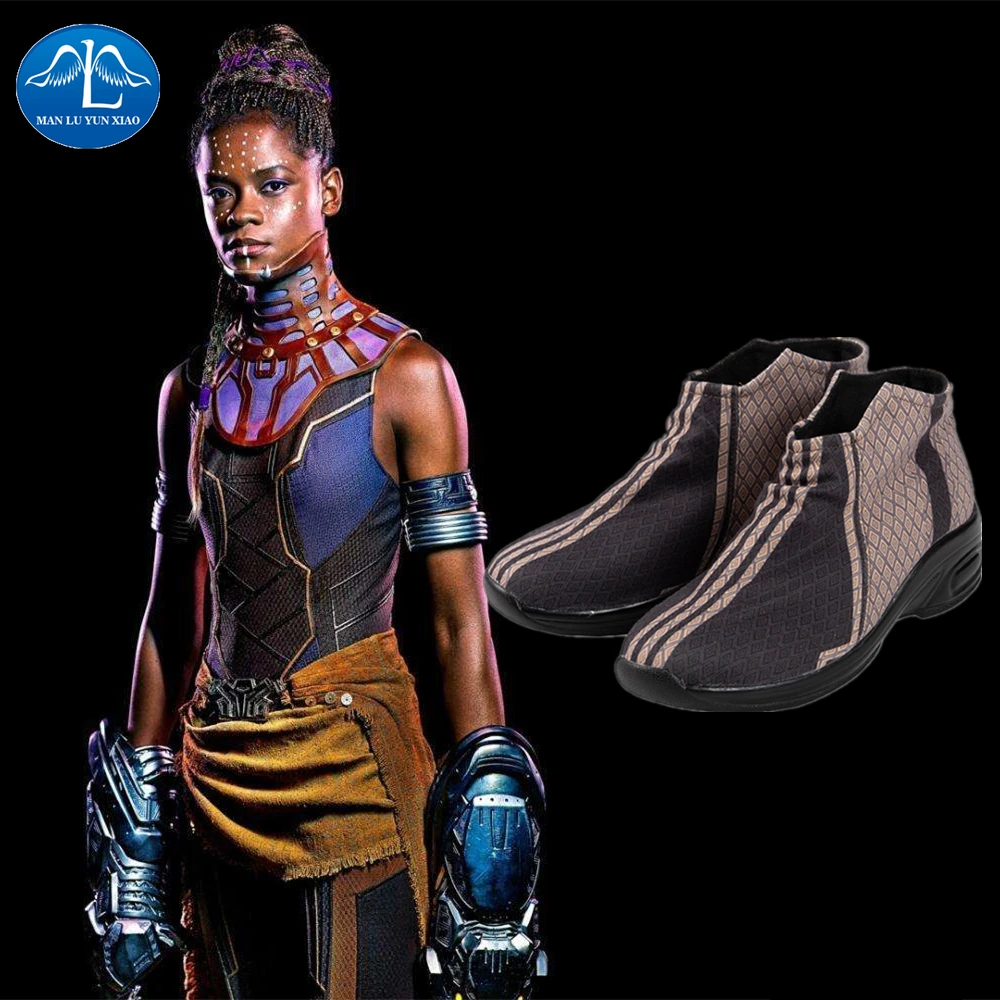 

Manluyunxiao Black Panther Shuri Cosplay Shoes Women Girls Halloween Costume Cosplay Avengers Infinity War Okoye Short Boots