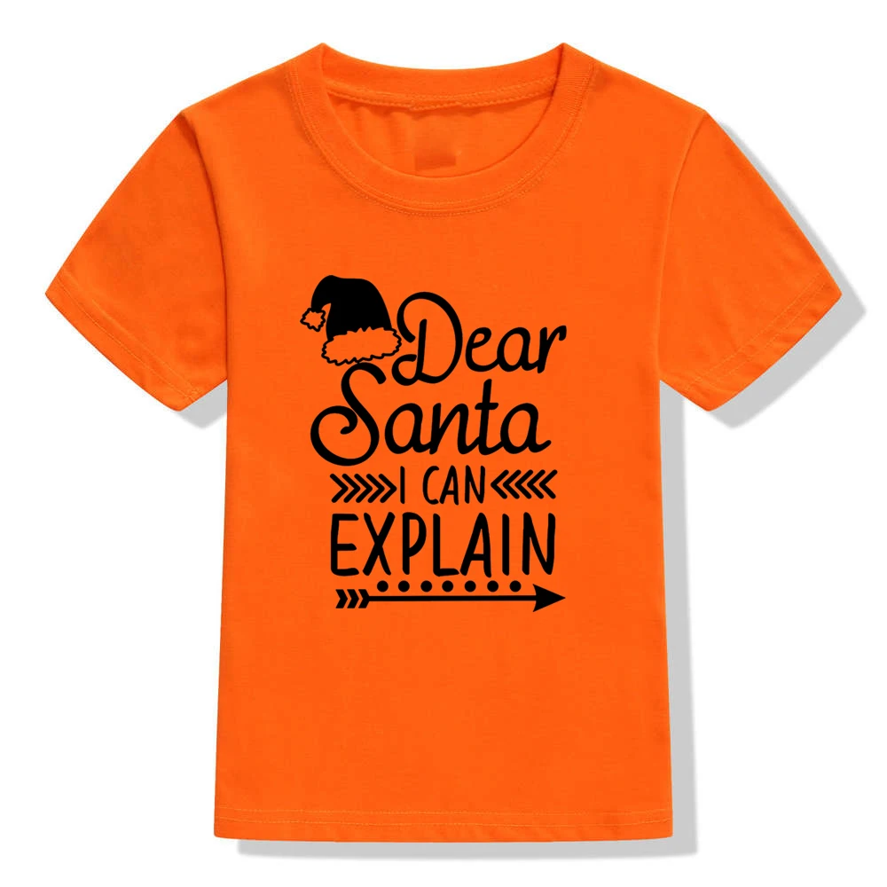 Детская Рождественская футболка с надписью «Dear Santa I Can achify» забавные рождественские футболки с графикой для мальчиков и девочек, детская Праздничная футболка, Прямая поставка - Цвет: H425-KSTOG-