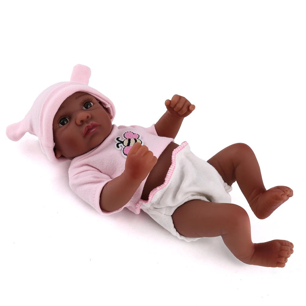 11 дюймов 28 см полный корпус силиконовый черный bebe Reborn negra cuerpo completo silicona Модная кукла куклы для детей игрушки подарок - Цвет: OPEN EYES