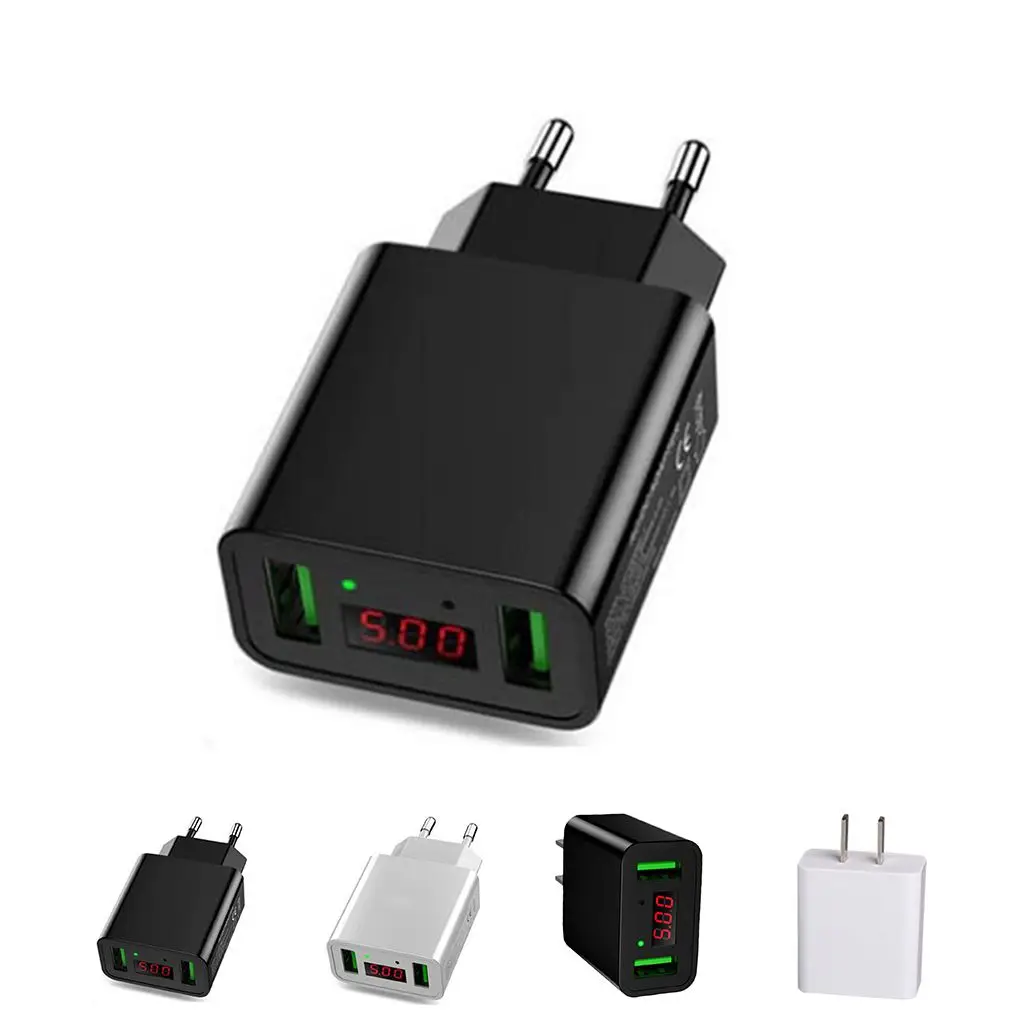 USB зарядное устройство для телефона универсальное 2 порта для мобильного телефона с ЖК-дисплеем и цифровым дисплеем портативное зарядное устройство с европейской вилкой CE сертифицированная головка для быстрой зарядки