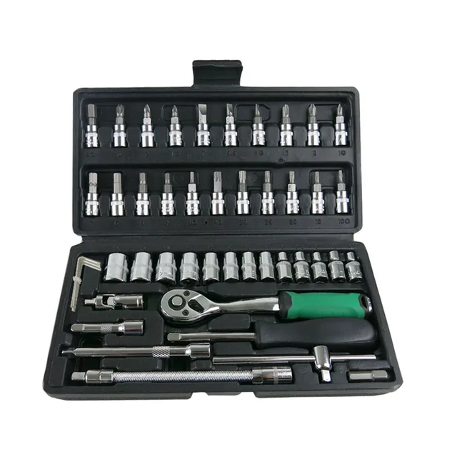 ShiSyan 46-Piece Auto Repair Tool Set Manual Hardware Tool Set Machine Repair Socket Wrench Kit 
