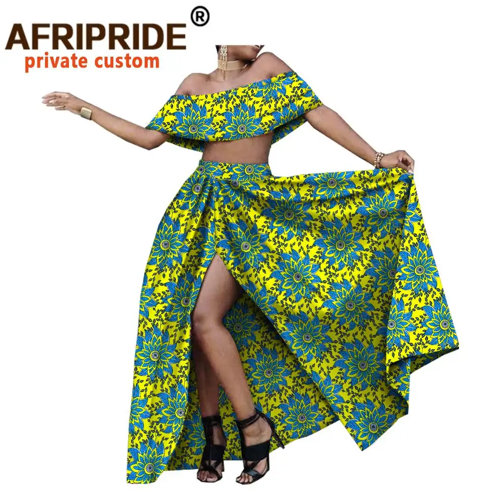 2020 summer sexy skirt set for women AFRIPRIDE customzied strapless short top+floor length split A1826006 |