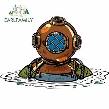 

EARLFAMILY 13cm x 8.5cm for Retro Deep Sea Diver In Metal Helmet Isolate on Car Stickers and Decals DIY Graffiti Sticker