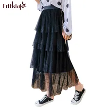 Fdfklak, Длинная женская юбка, весна-осень, новинка, сетчатая пряжа, плиссированная, а-образная, длинная, многослойная, газовая, юбки ins, темперамент, юбки феи