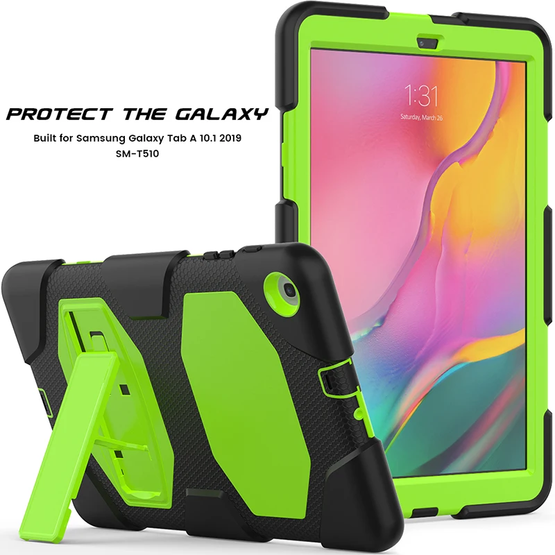 Зеленый Сверхмощный противоударный силиконовый чехол для Samsung Galaxy Tab A 10,1 T510 T515 SM-T510 SM-T515 чехол для планшета+ стилус - Цвет: Зеленый