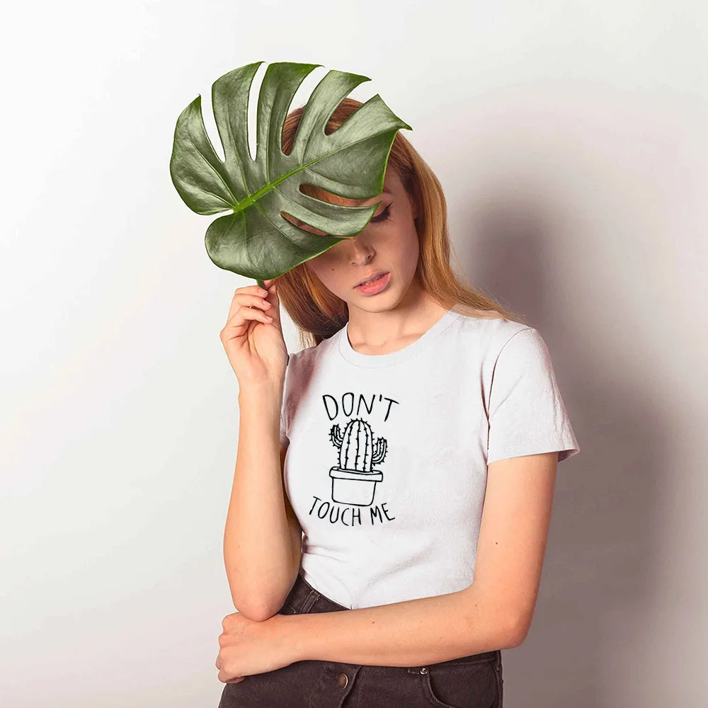 

2020 Cactus Printed Women's T-Shirt Cotton Harajuku Summer Female Top Tee For Lady Girl Funny Round neck T-shirts Hipster