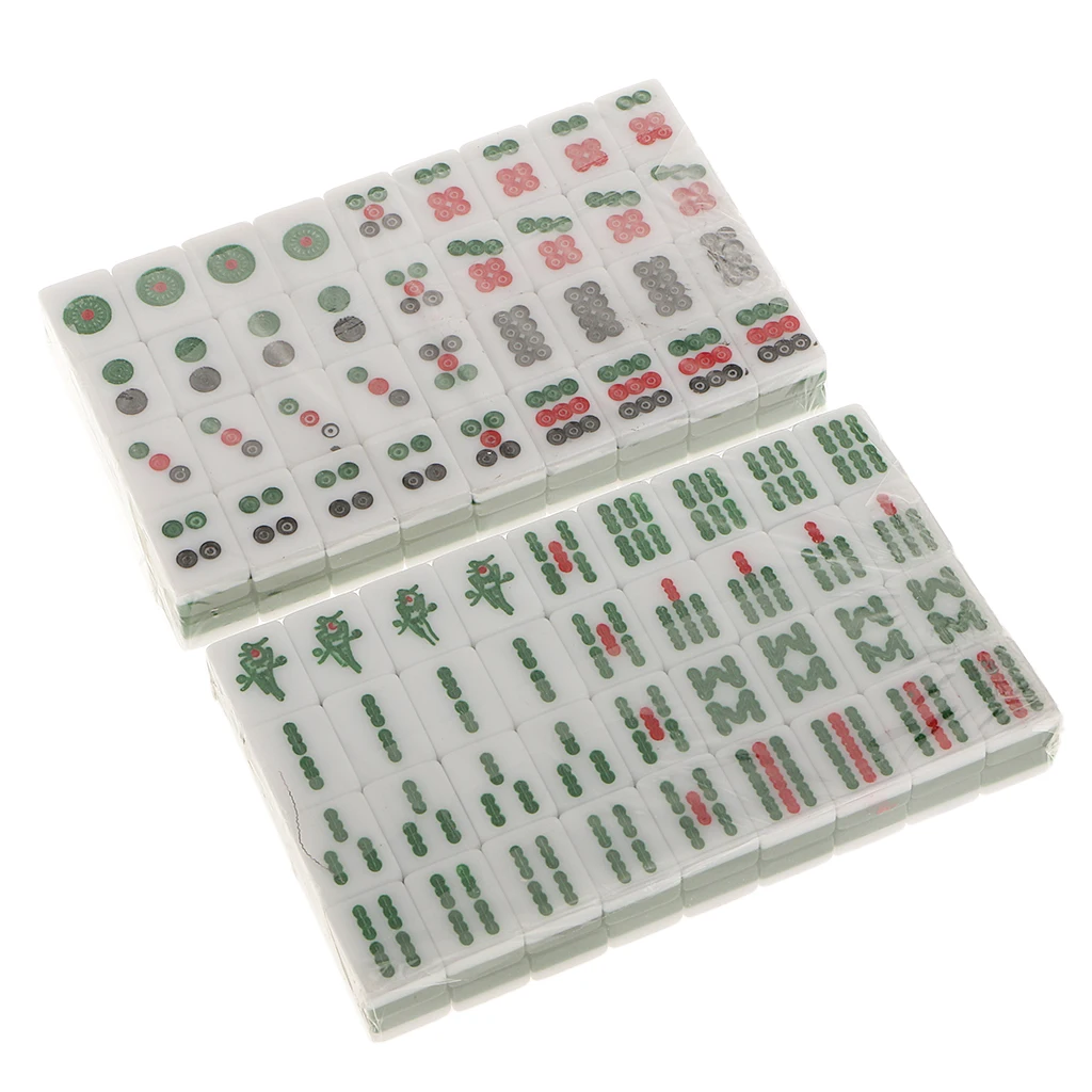 Mini Mahjong Tile Set Travel Board Game Chinese Traditional Game Green ML006