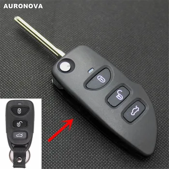 

AURONOVA New Upgrade Modified Flip Folding Key Shell for KIA Carens 3 Buttons Remote Car Key Case DIY