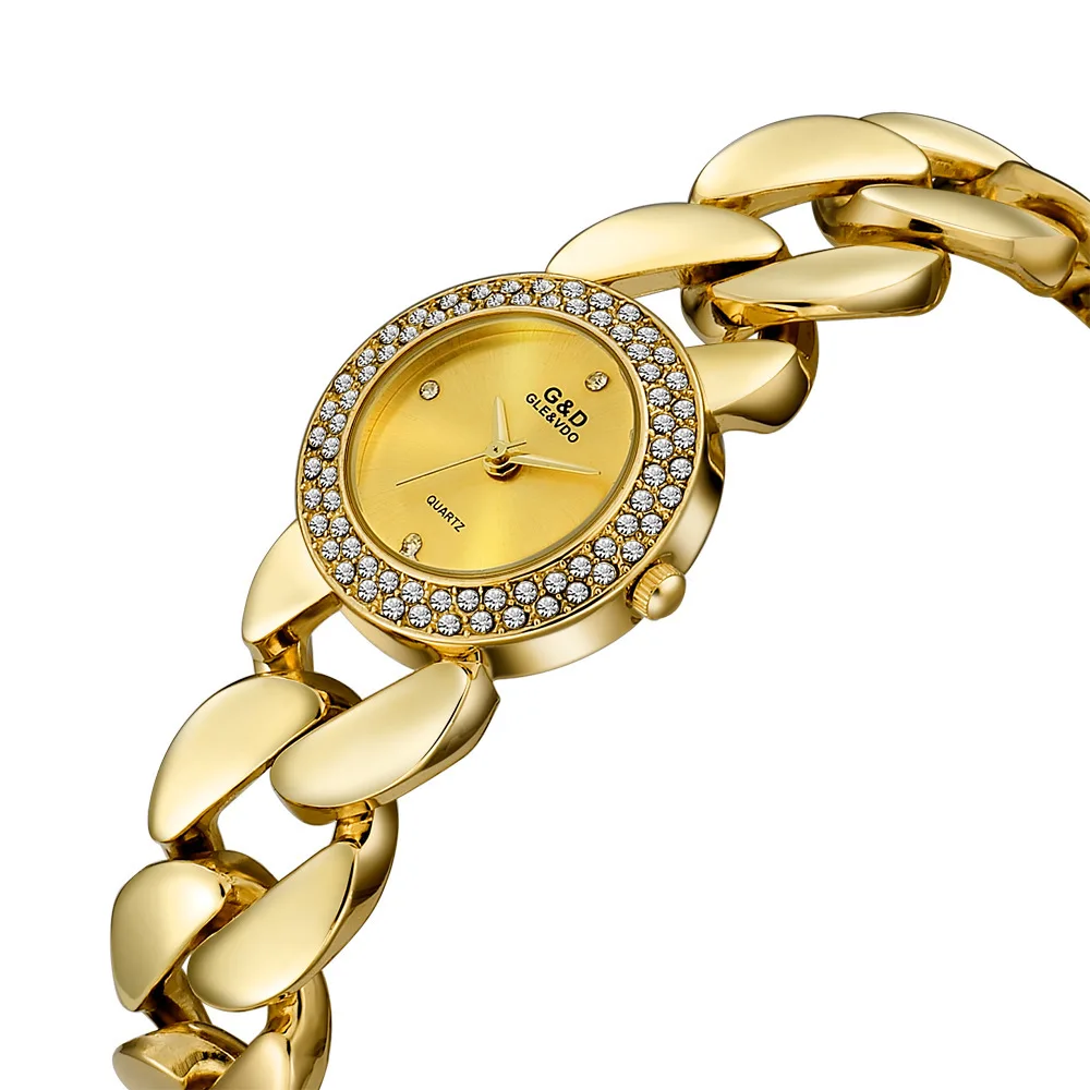 

Hot Selling Bracelet Watch Quartz Watch Diamond Set G & Amp; D Men's Women's Watch Short Chain Drill Steel Table