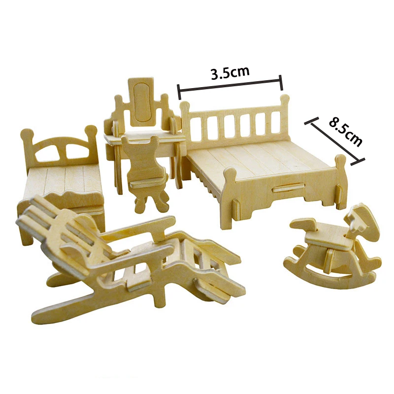 Деревянная мини головоломка 3D для лазерной резки DIY строительная модель