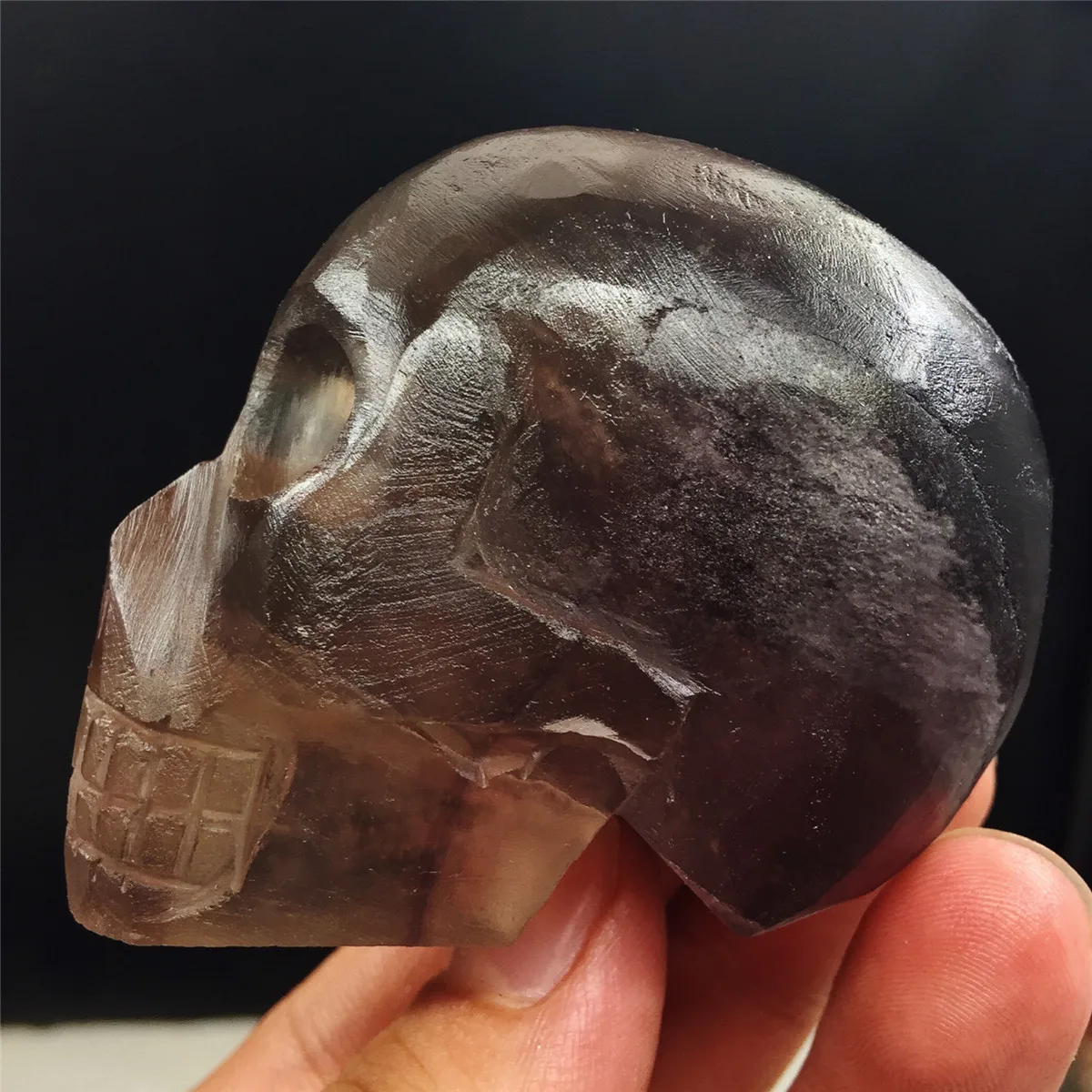 Натуральный фиолетовый флюорит ручной резной череп, очень красивая Хрустальная резная череп домашний декорация Рождественский подарок
