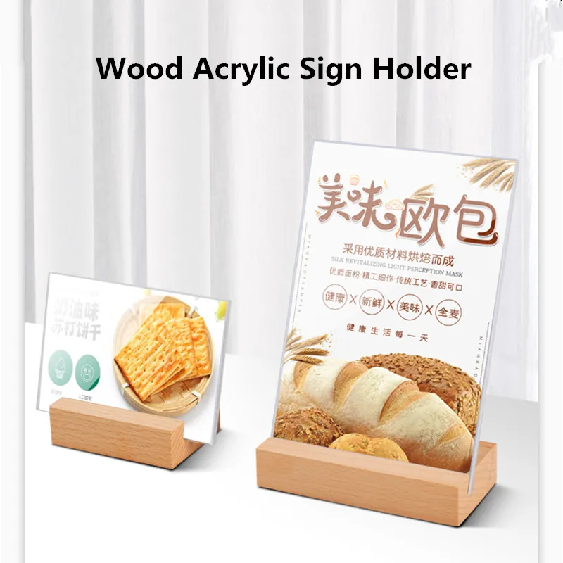 Slant Back Acrylic Sign Holder Ad Frames Table Menu Display Stand Plastic Brochure Holder For Home Office Store Restaurant