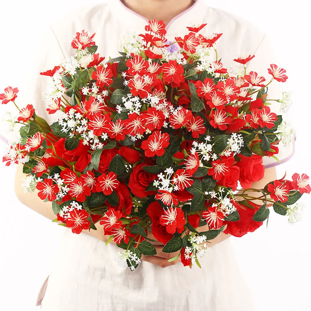 

Artificial Tea Rose Peony Flowers Rose Penoy Flower Bouquet Bud Home Wedding Festival Party Bouquet Decoration For Garden Office