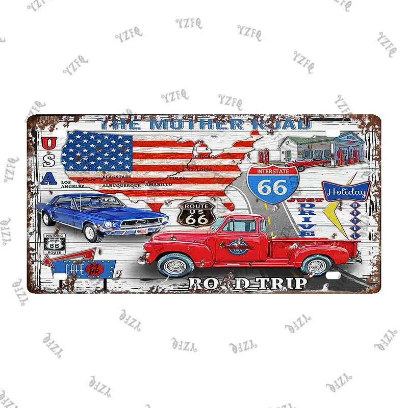 30X15 см винтажный мотоцикл плакат Route 66 шоссе номерной знак металлическая пластина для стены художественного магазина ресторана гаража Декор DC-0338A - Цвет: DC-0347