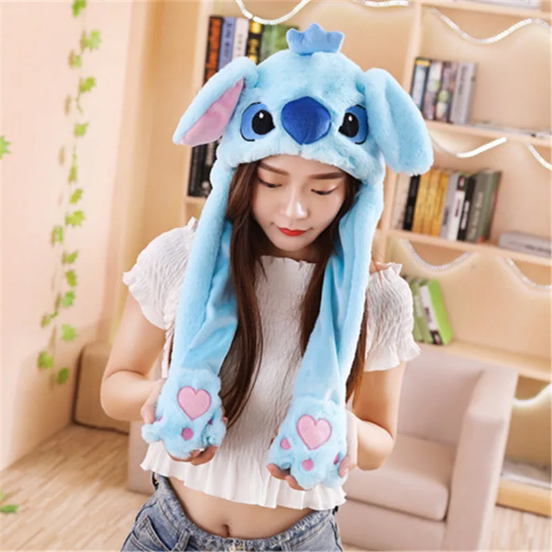 Rabbit Hat Moving Ears Cute Cartoon Toy Hat Airbag Kawaii Funny Toy Cap Kids Plush Toy Birthday Gift Hat for Girls brown leather bomber hat Bomber Hats