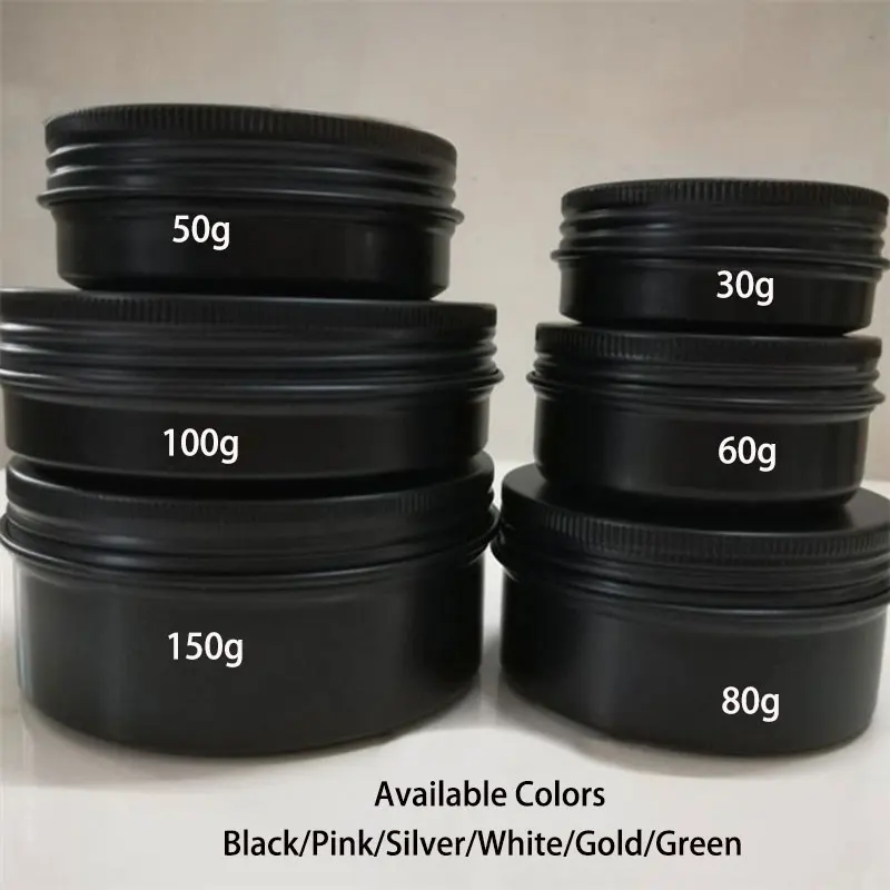 30 г 50 г 60 г 80 г 100 г 150 г алюминиевые банки пустые баночки для косметического крема макияж контейнеры для лосьонов черный, розовый, серебристый, белый, золотой, зеленый