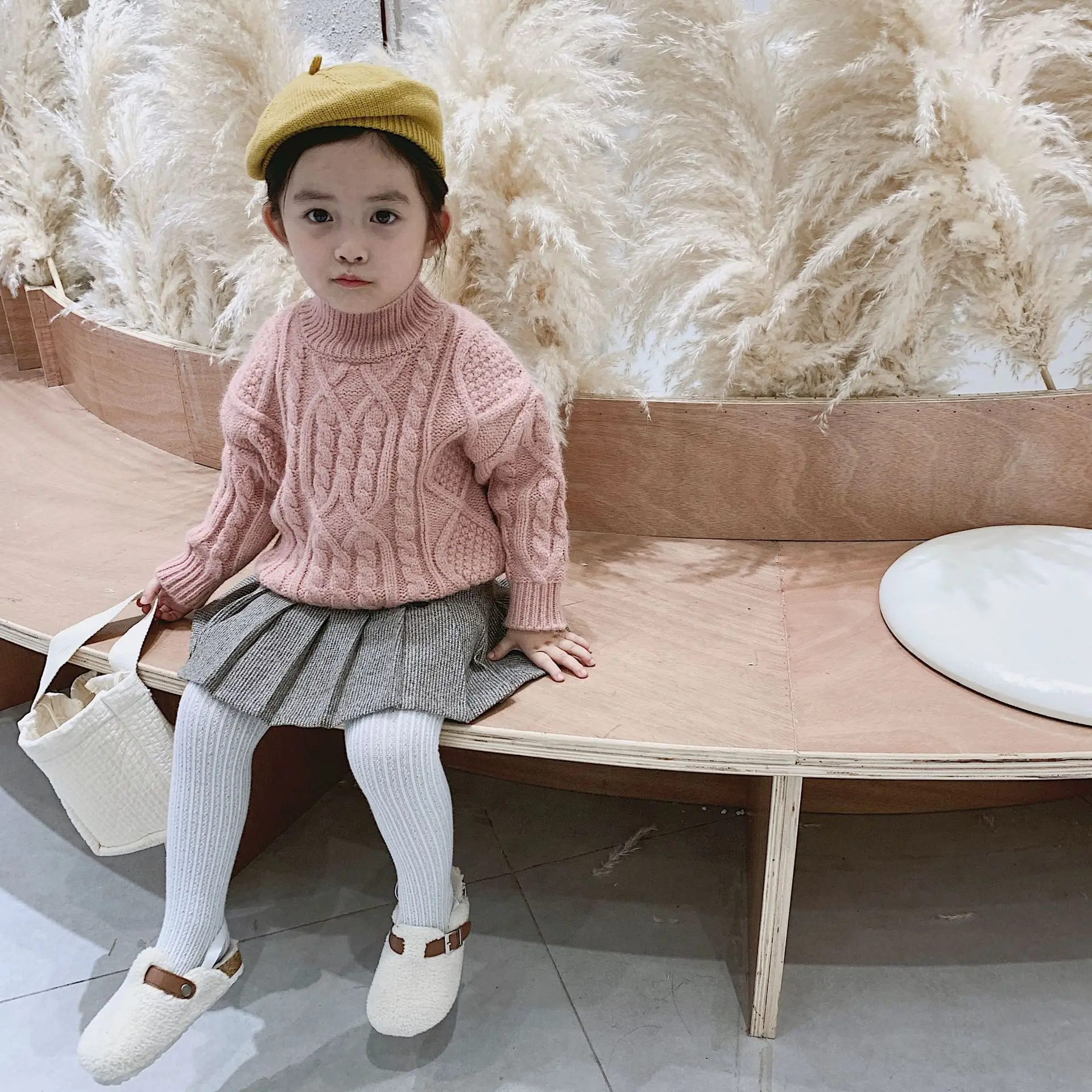 Коллекция года, новая стильная зимняя детская куртка свитер ярких цветов в Корейском стиле для девочек свитер с высоким воротником