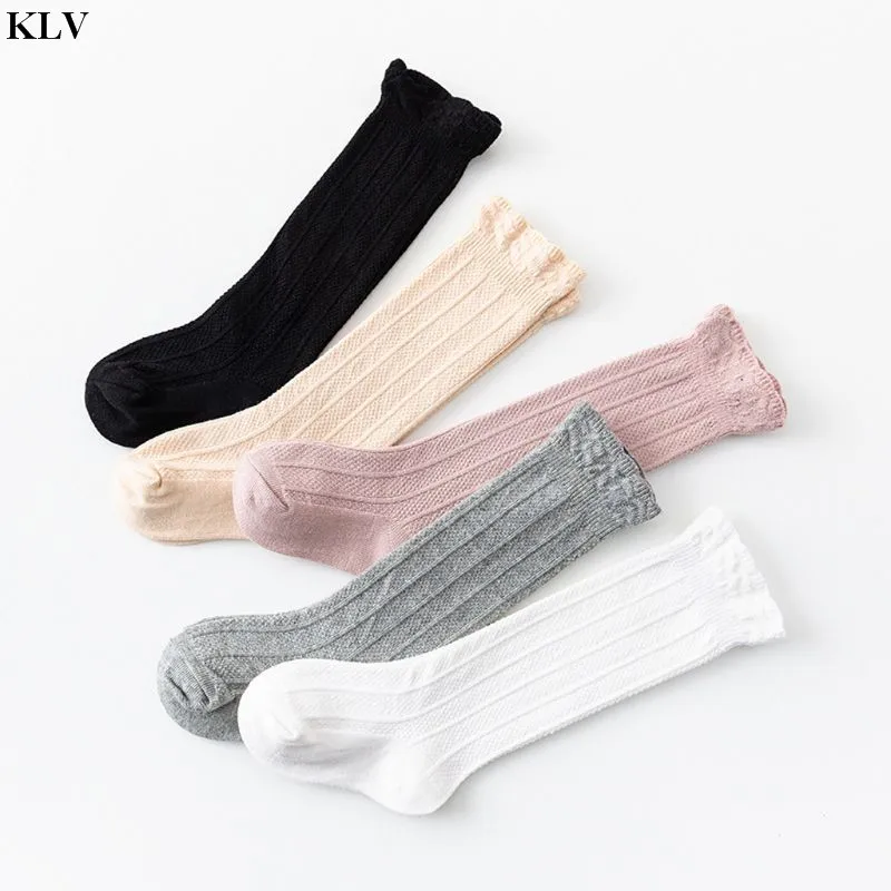 KLV/5 пар; форменные гольфы для маленьких девочек и мальчиков; однотонные гофрированные Гольфы без пятки; носки для малышей